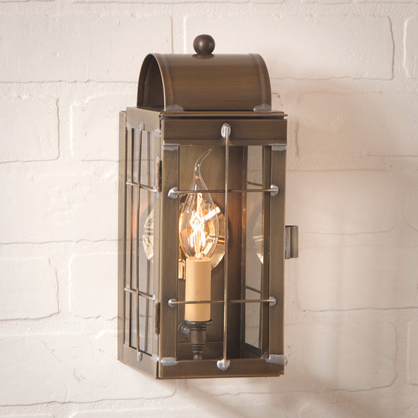 Cape Cod Wall Lantern in Weathered Brass, Primitive Country Farmhouse Lighting Home Decor.