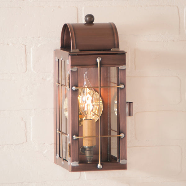 Cape Cod Wall Lantern in Antique Copper, Primitive Country Farmhouse Lighting Home Decor.