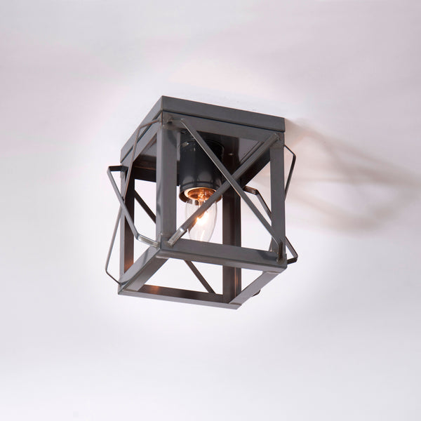  Single Ceiling Light w/Folded Bars in Kettle Black  Primitive Country Farmhouse Lighting Kitchen Bath Home Décor & Acessories