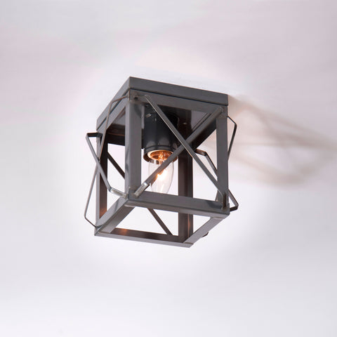  Single Ceiling Light w/Folded Bars in Kettle Black  Primitive Country Farmhouse Lighting Kitchen Bath Home Décor & Acessories