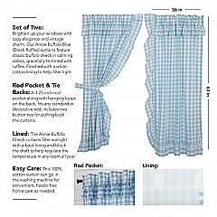 Annie Buffalo Blue Check Ruffled Short Panel Set of 2 63x36