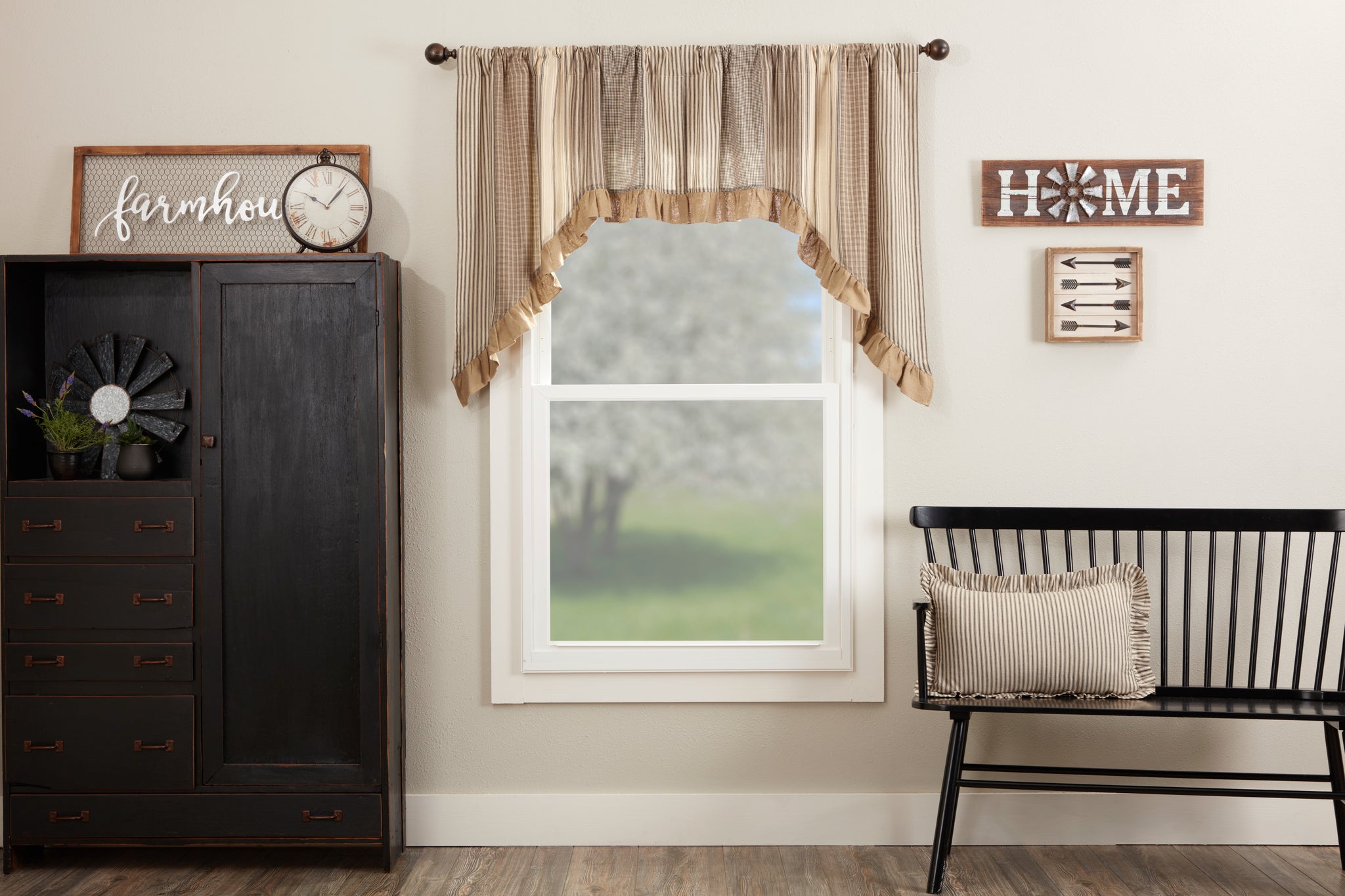 Patchwork Swags Sawyer Mill Charcoal Patchwork Swag 36x36x16 | Country Curtains ...