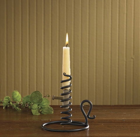 Early American fathers could regulate the amount of time suitors spent visiting their daughters by adjusting the height of the candle. This authentic replica is hand forged. Dimensions: 4" W x 6.5"H
