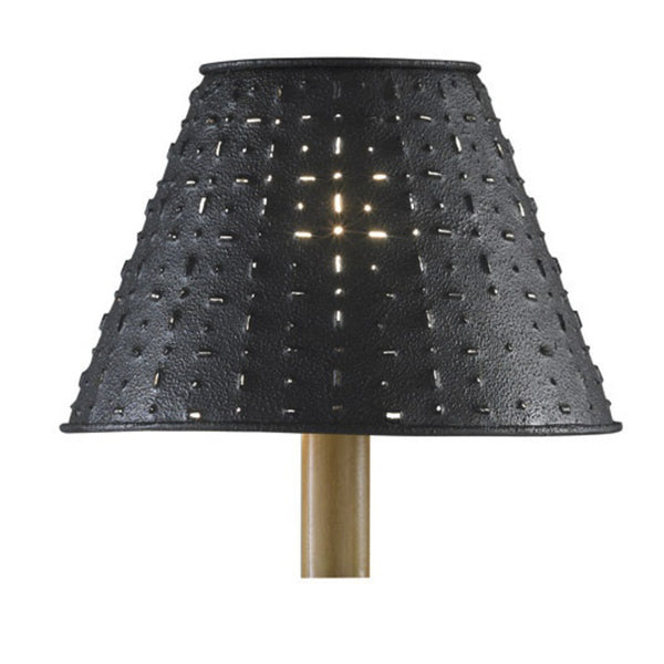 The Black Metal Dot Dash Lamp Shade has the following specifications:  Hand painted; metal punched