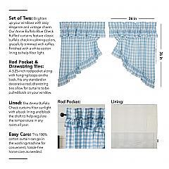 Annie Buffalo Blue Check Ruffled Prairie Swag Set of 2 36x36x18