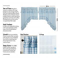 Annie Buffalo Blue Check Ruffled Swag Set of 2 36x36x16