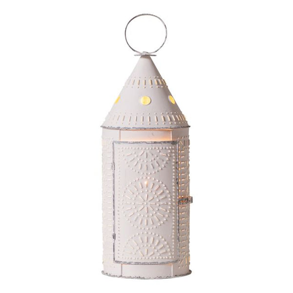 A beautiful lantern that is reminiscent of those original lanterns from centuries ago. Each lantern is handpunched with beautiful details and is electrified.