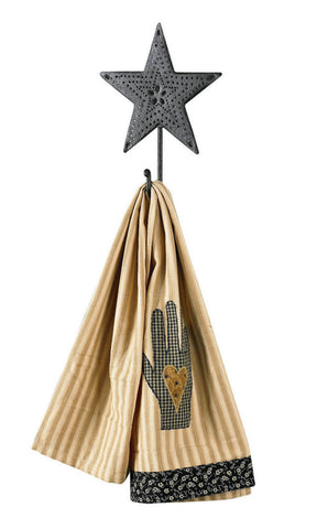 The Black Star Single Hook is perfect for hanging towels, candles, pot holder, or more! Measures about 8 inches in length. Metal. Visit website for FREE s/h & discount offers. Primitive Country Farmhouse Decor.