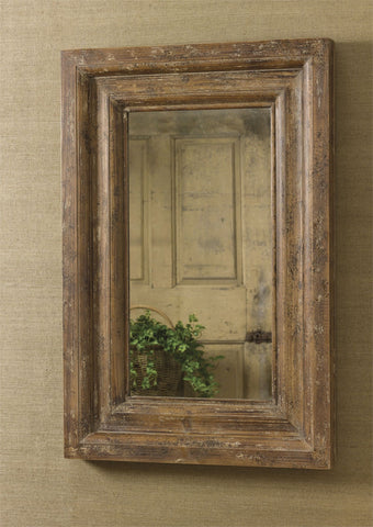 Distressed Wood Mirror - This large mirror features a distressed finish for a vintage inspired look.