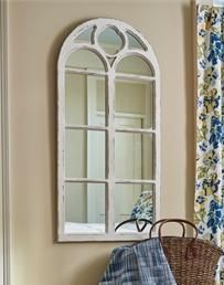 Wood Window Mirror Distressed - White