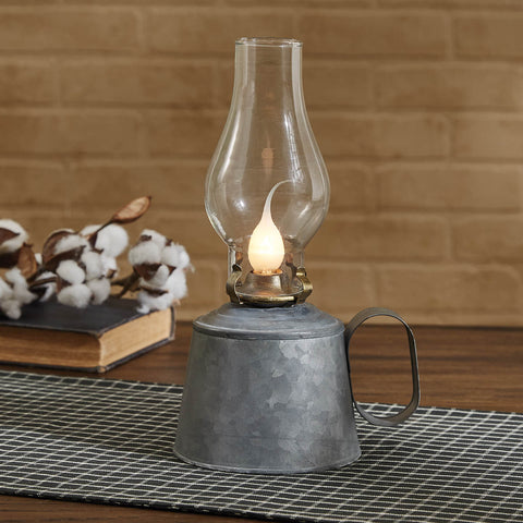 Small Galvanized Oil Lamp with Globe