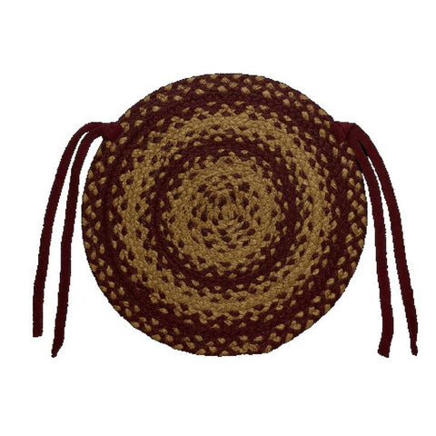 Vintage Wine 15" Braided  Chair Pad Set of 4