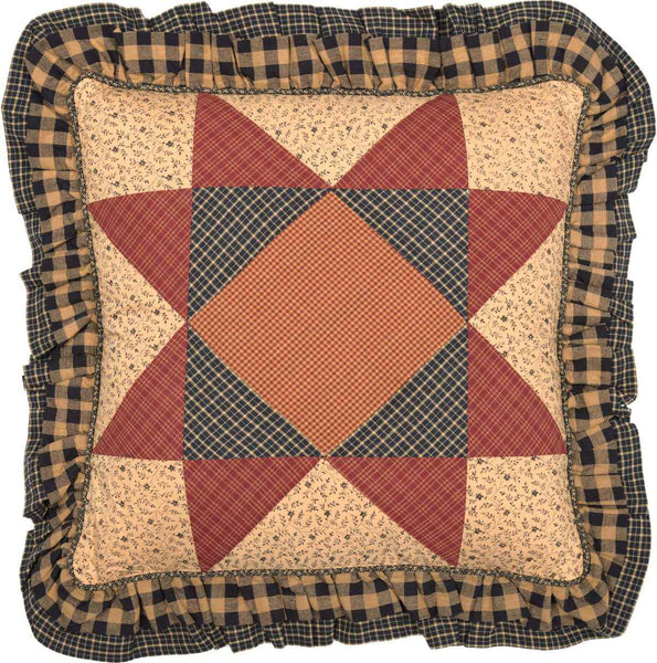 Maisie Patchwork Pillow 18x18, eatures an enlarged eight point star that spans the length and width of the entire pillow, then framed with ditsy floral prints. Primitive Country Farmhouse Bedding Home Decor.