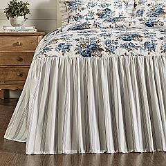 Annie Blue Floral Ruffled California King Coverlet 84x72+27