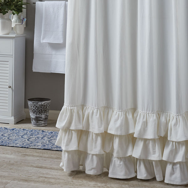 Ruffled Shower Curtain  Color: Off-White