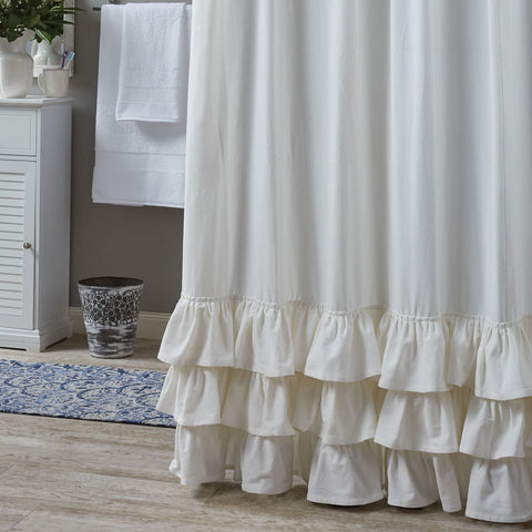 Ruffled Shower Curtain  Color: Off-White