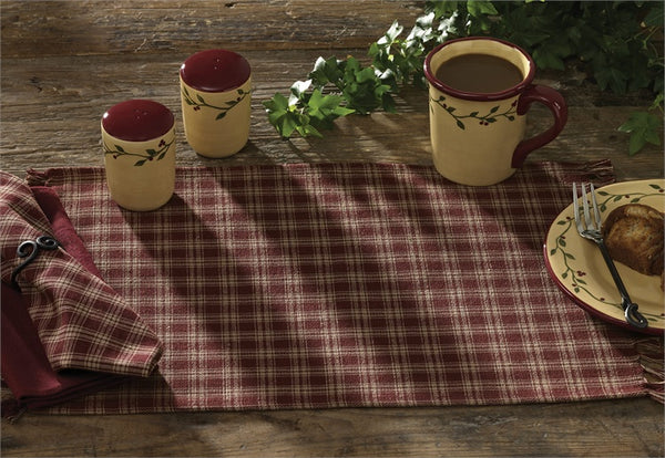 Sturbridge Placemat Wine Plaid, Burgundy, Primitive Country Farmhouse Kitchen Table Home Decor & Accessories.