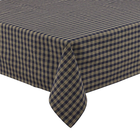 The Sturbridge Navy Tablecloth offers a pretty, simple homespun plaid of farmhouse tan & navy. The perfect table covering for everyday use or for setting a more formal table, this versatile table cloth fits your country home decor needs perfectly! 