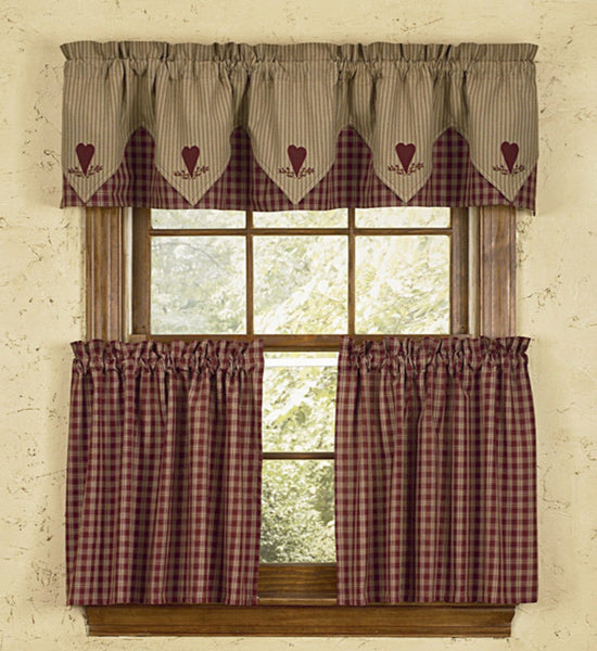 Sturbridge Wine Heart Embroidered Valance
