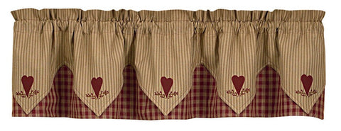 Sturbridge Wine Heart Embroidered Valance