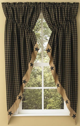 Sturbridge Patch Black Gathered Prairie Swag - 63 in.