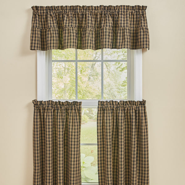Sturbridge Plaid Ruffle Valance 14"L - Black
