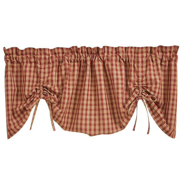 Sturbridge Plaid Lined Farmhouse Valance - Wine