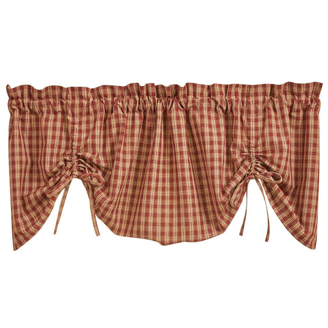 Sturbridge Plaid Lined Farmhouse Valance - Wine