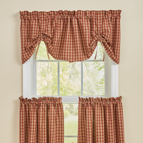 Sturbridge Plaid Lined Farmhouse Valance - Wine - Allysons Place