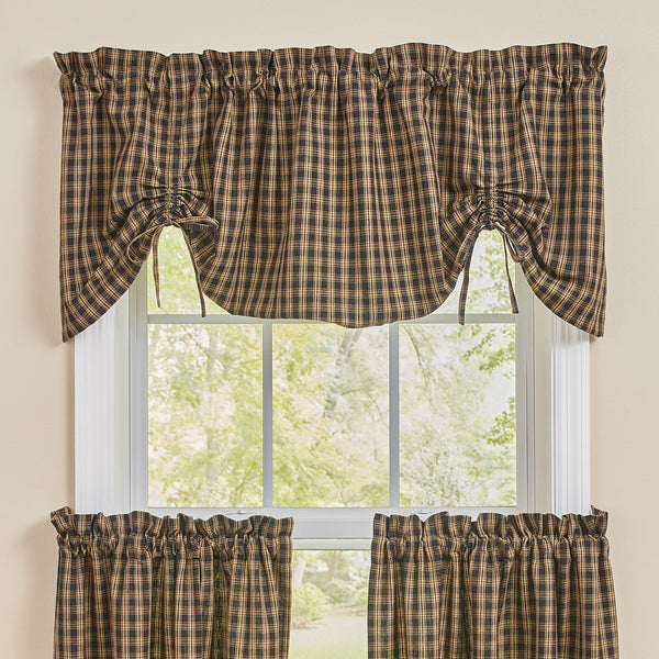 Sturbridge Plaid Lined Farmhouse Valance - Black - Allysons Place