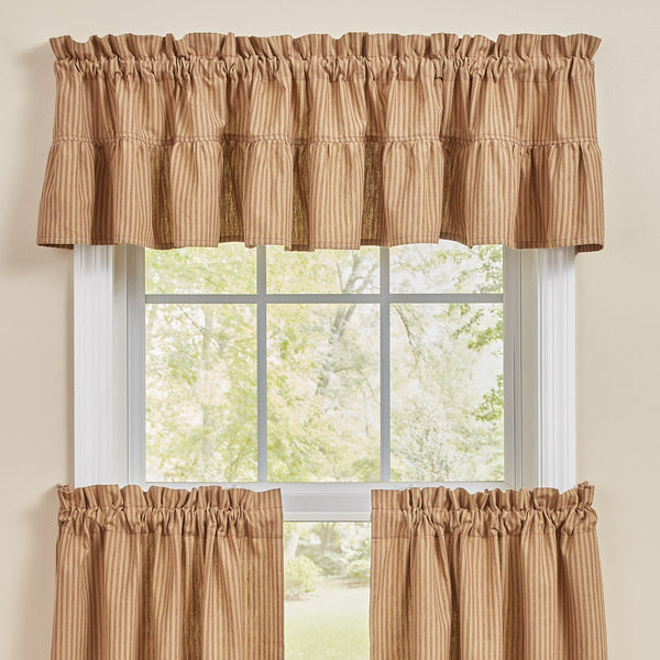 Sturbridge Ticking Ruffle Valance 14"L - Wine