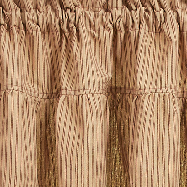 Sturbridge Ticking Ruffle Valance 14"L - Wine