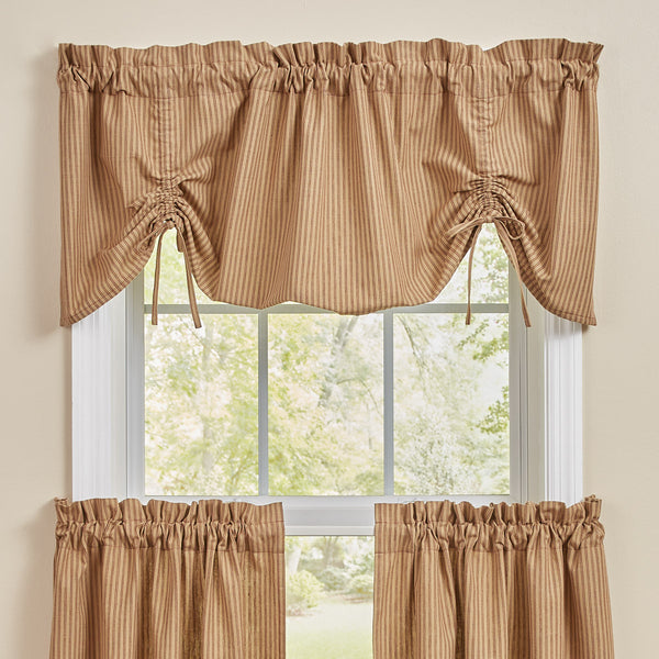 Sturbridge Ticking Lined Farmhouse Valance - Wine