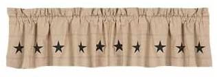 Our Nutmeg Danville Star valance is made of cotton with embroidery. Primitive Country Farmhouse Window Treatment Curtain.