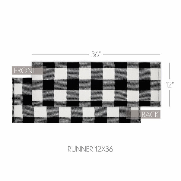 Annie Buffalo Check Black Runner 12x36