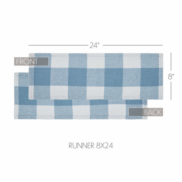 Annie Buffalo Check Blue Runner 8x24