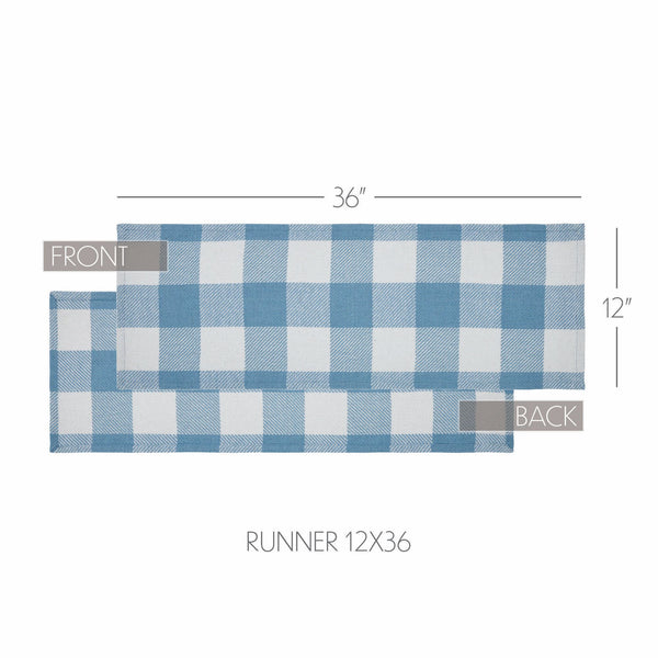 Annie Buffalo Check Blue Runner 12x36