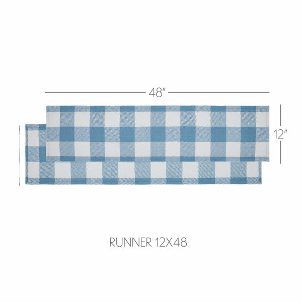 Annie Buffalo Check Blue Runner 12x48