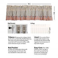 Kaila Ticking Blue Ruffled Valance 16x72