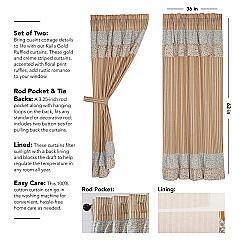 Kaila Ticking Gold Ruffled Short Panel Set of 2 63x36