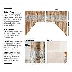 Kaila Ticking Gold Ruffled Swag Set of 2 36x36x16