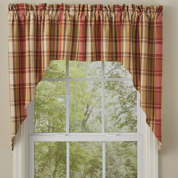 The name says it all...these Heartfelt Swags will warm your heart and your home! The beautiful blend of buttercream, browns, green & barn red work perfectly together to create a lovely country plaid that adds ambiance to any decor! Stunning on their own, or pair with coordinating tiers for a more dramatic appeal