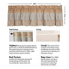 Kaila Ticking Gold Ruffled Valance 16x60