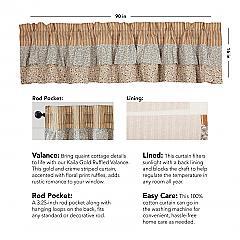 Kaila Ticking Gold Ruffled Valance 16x90