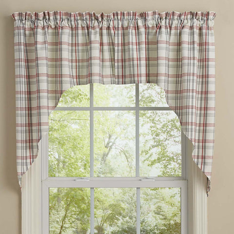 Farm Yard Swags - 36"L - Truly fresh country, the Farm Yard Collection is playful with a white, red, and dove gray plaid. Coordinate with the Chicken Coop Collection to add roosters and red and white check! Perfect on its own, or pair with coordinating tiers (Sold separate) for a more dramatic appeal!  Colors: White, Red & Dove Gray