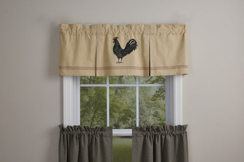 Hen Pecked Lined Pleated Valance Rooster measures 15" x 45". Primitive Country Farmhouse Home Decor. Visit website for FREE s/h & discount offers.