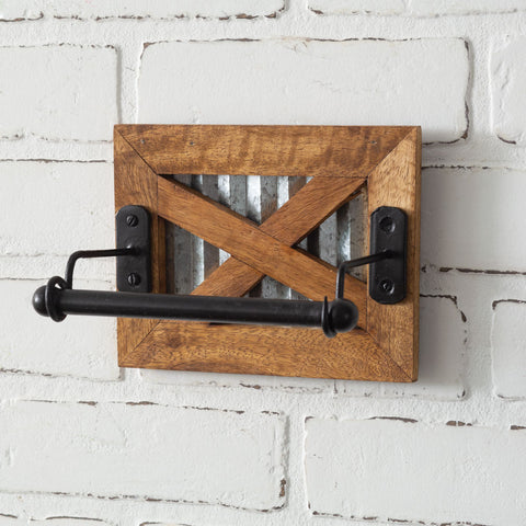 Barn Door Toilet Paper Holder. Hang our X style barn door toilet paper holder in your bathroom for a farmhouse look. Measurement:7''W x 4½''D x 5½''H. See website for free shipping offer. Primitive Country Home Decor.