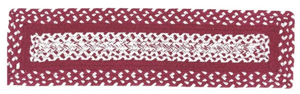 Cortland   Braided  Stair Tread Rectangle 8 x 28 in. Colors: Brick Red and Cream