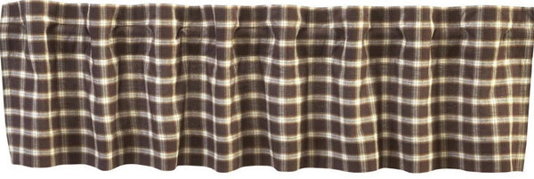 Rory Valance 16x72, plaid fabric in white, tan, and brown. Primitive Country Farmhouse Window Treatments Curtains Home Decor.