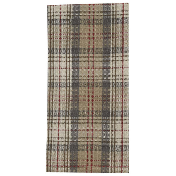 Neutral earthtone colors with a hint of deep red combine to make the handsome plaid in the Gentry W